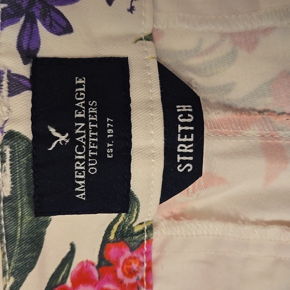 American Eagle Outfitters Shortie Stretch Floral Denim Shorts 2 - Picture 3 of 7